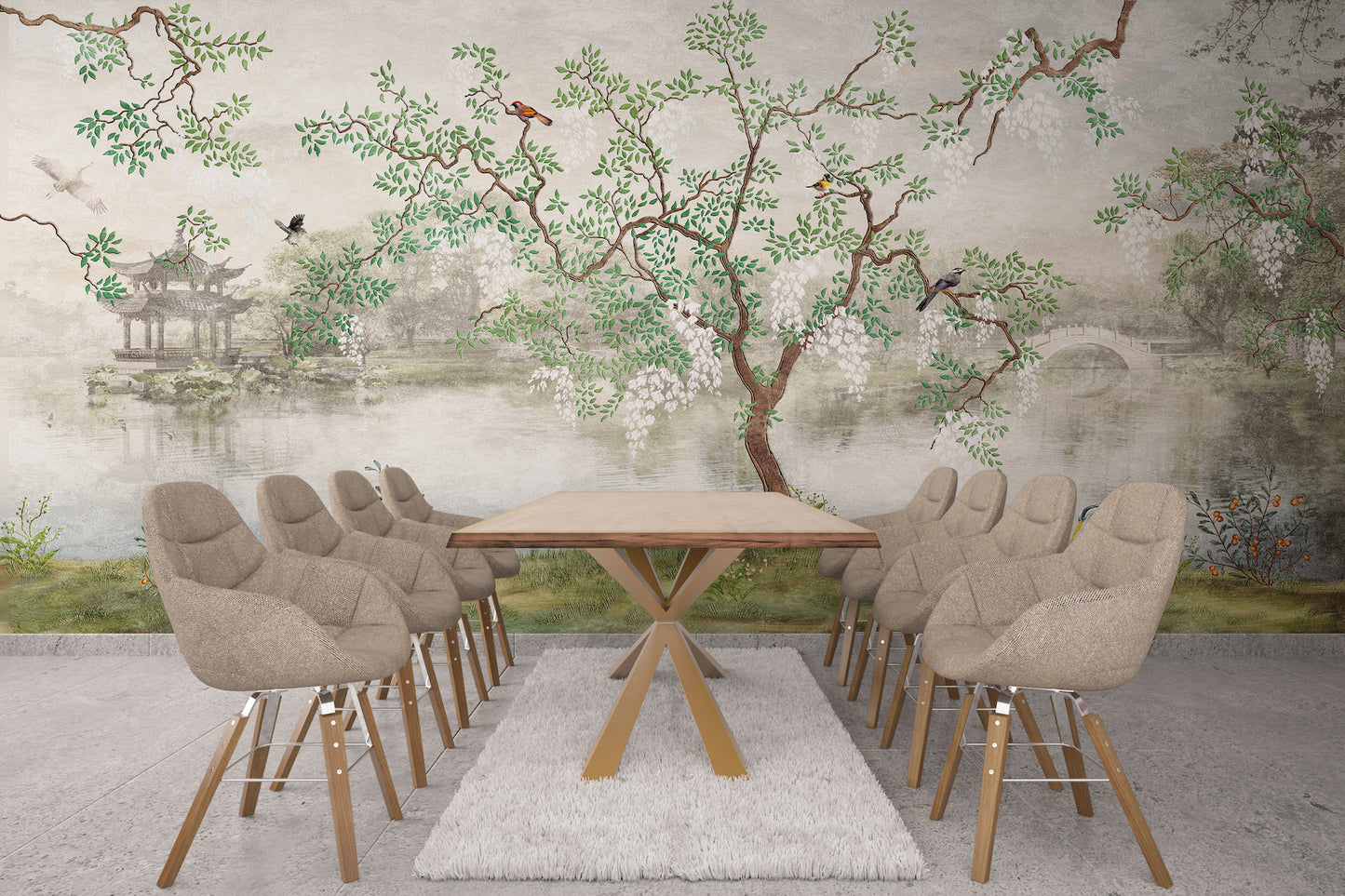 Vinil Adhesivo Paisaje Lago Zen Japonés
