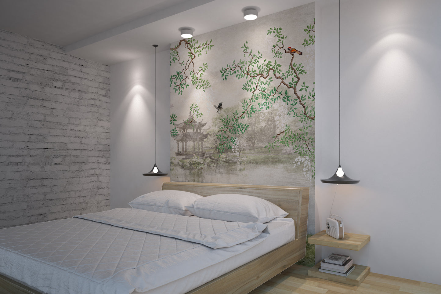 Vinil Adhesivo Paisaje Lago Zen Japonés
