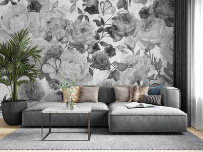 Europrint Rosas Blanco y Negro Efecto Textura