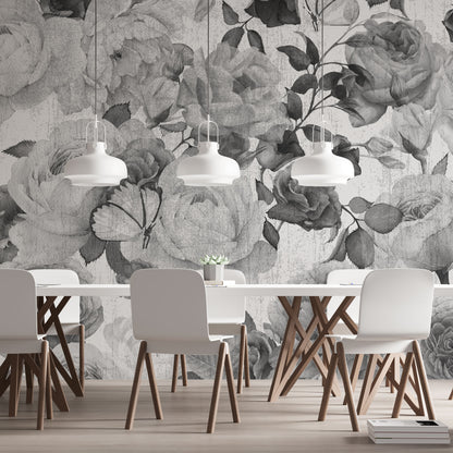 Europrint Rosas Blanco y Negro Efecto Textura