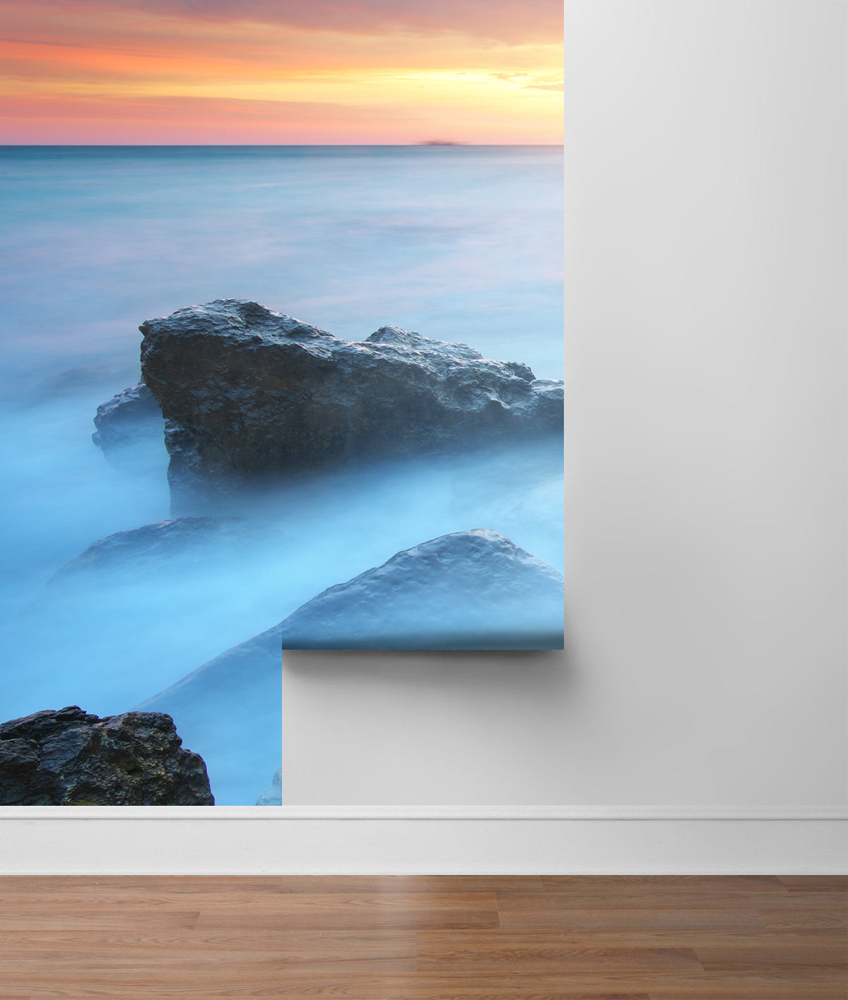 Misty Beach at Sunset