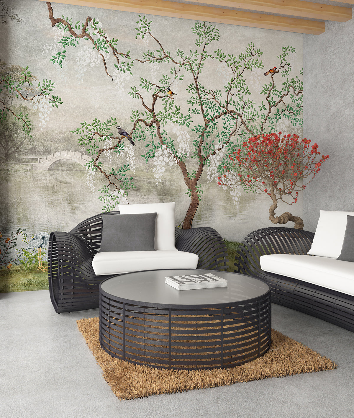 Vinil Adhesivo Paisaje Lago Zen Japonés