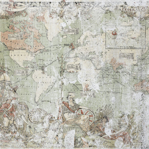 Tapiz Mapa Mundi Vintage Desgastado